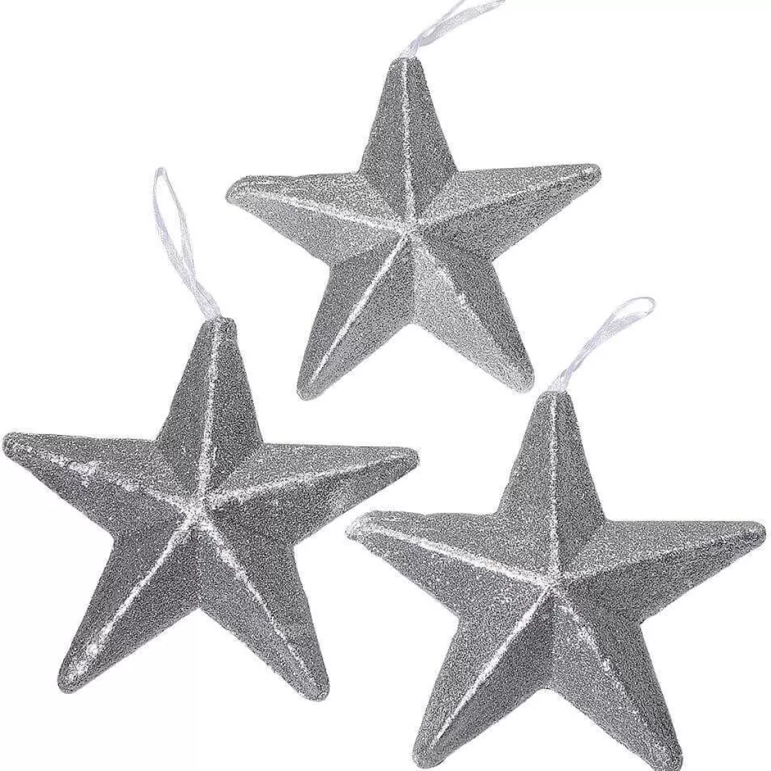 Estrella De Navidad>DecoWoerner Estrellas Brillantes Decorativas , Ø 20 Cm, 3 Piezas plata