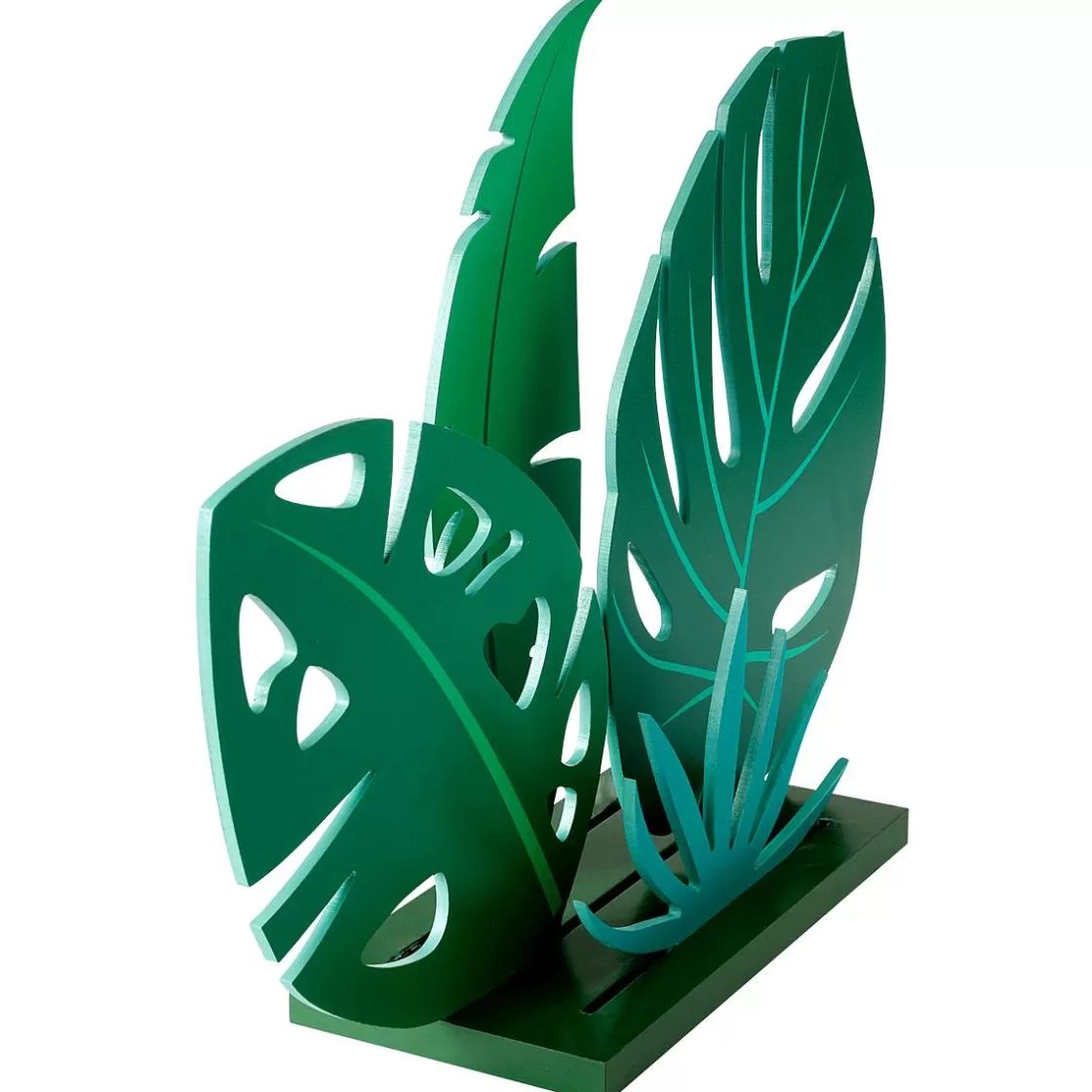Decoración De Verano>DecoWoerner Expositor De Hoja De La Selva De Madera, 57 Cm verde