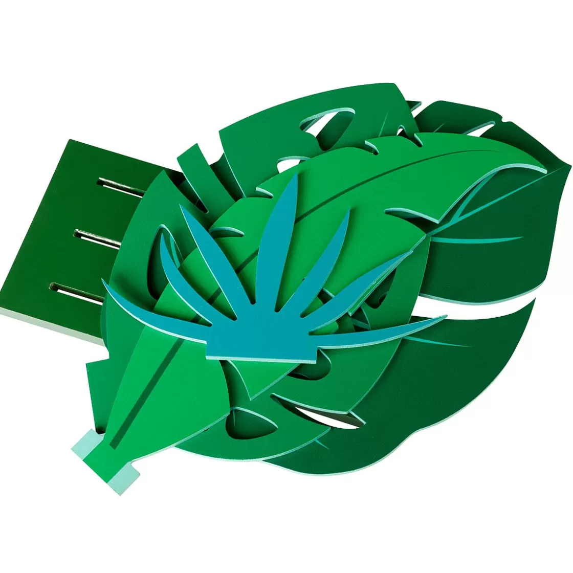 Decoración De Verano>DecoWoerner Expositor De Hoja De La Selva De Madera, 57 Cm verde