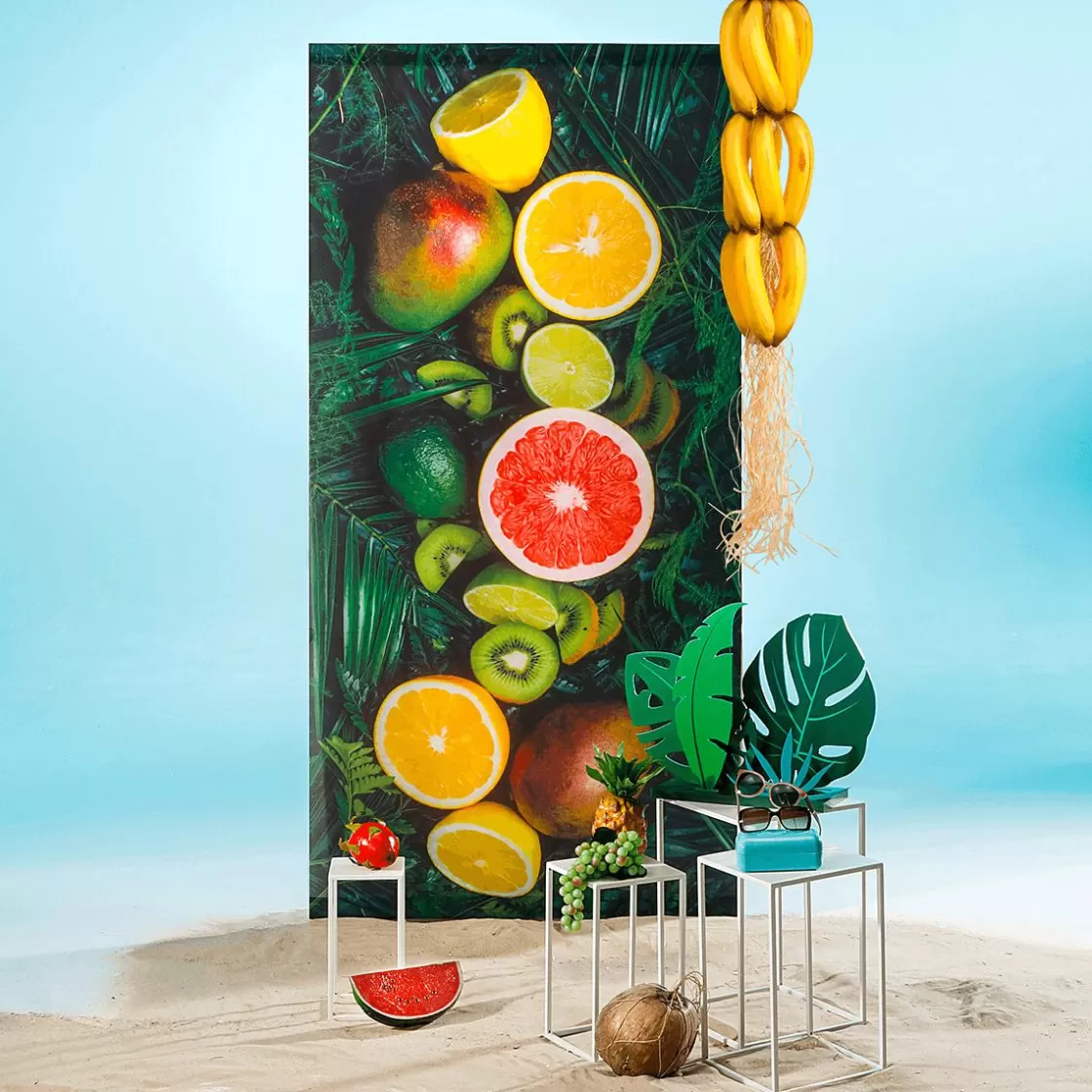 Decoración De Verano>DecoWoerner Expositor De Hoja De La Selva De Madera, 57 Cm verde