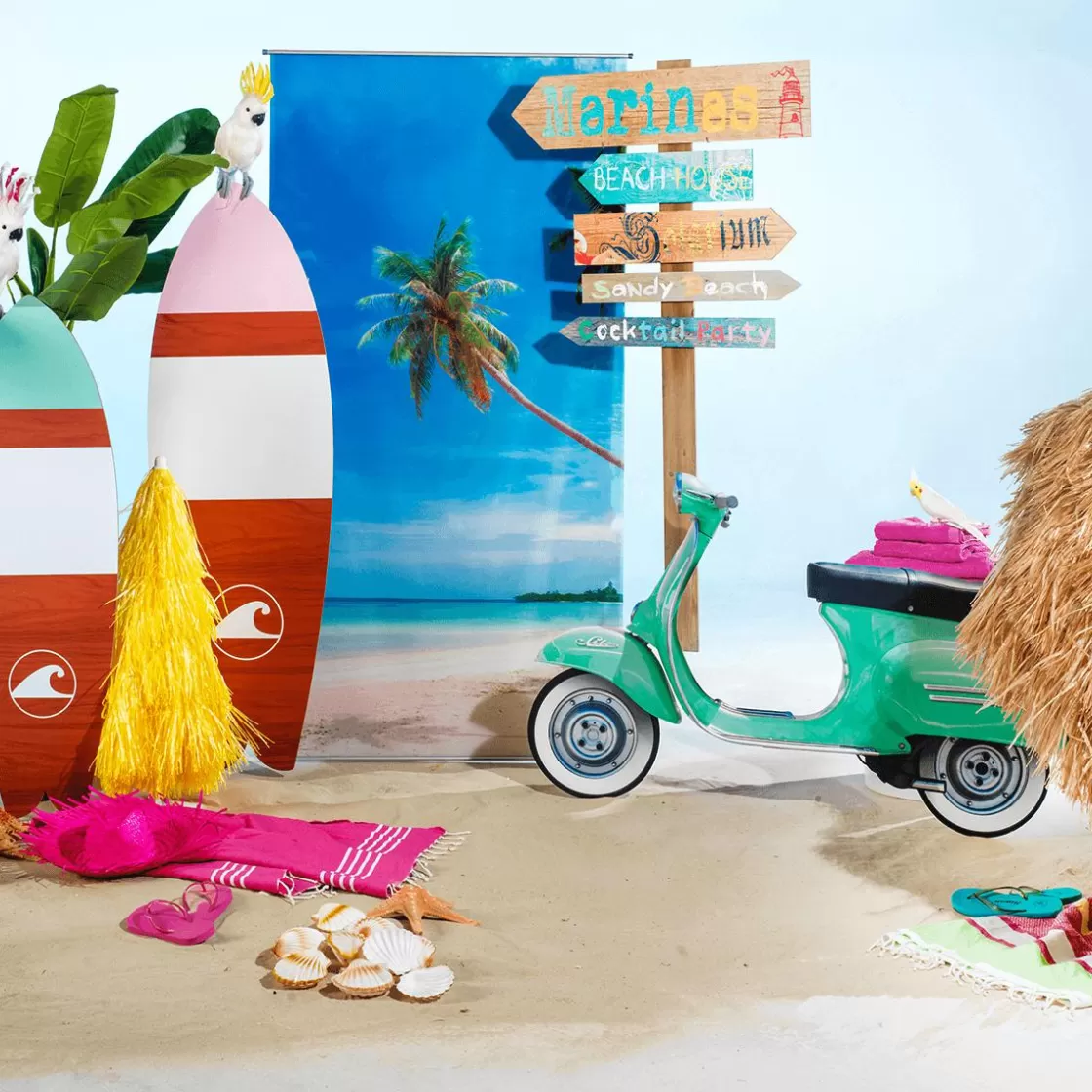 Decoración De Verano>DecoWoerner Expositor De Madera "Tabla De Surf" 130 X 40 Cm multicolor