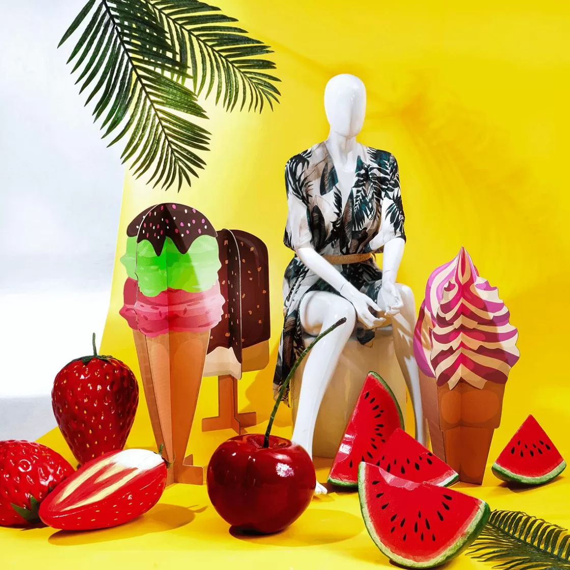 Decoración De Verano>DecoWoerner Expositor Decorativo Helado De Gofre, Altura 90 Cm multicolor
