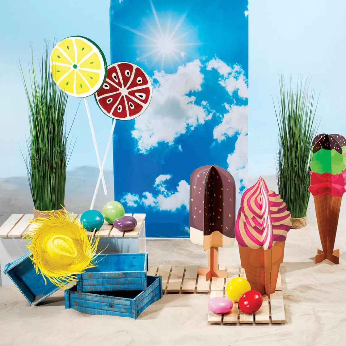 Decoración De Verano>DecoWoerner Expositor Decorativo Helado Suave, Altura 75 Cm rosa