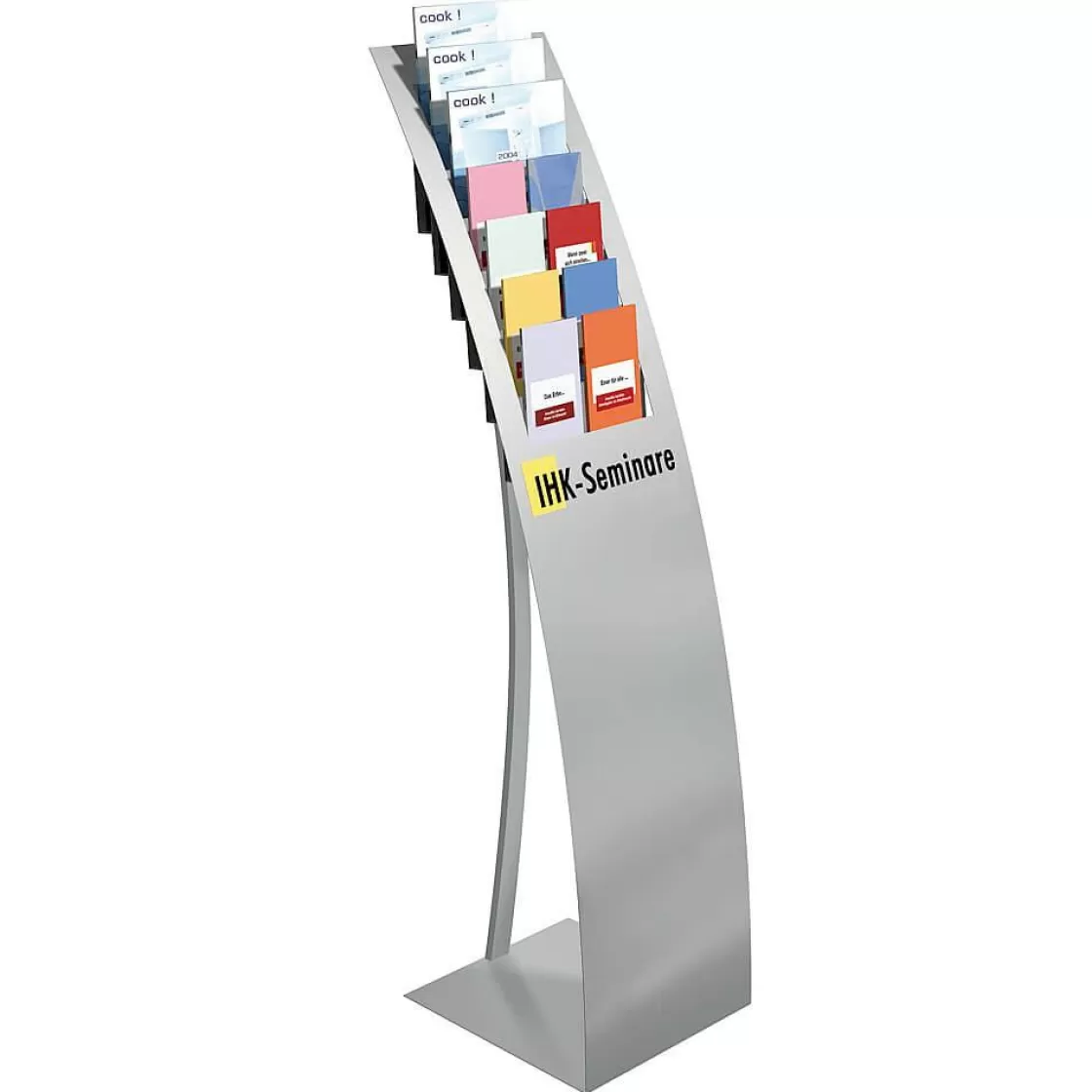 Expositores Para Tiendas>DecoWoerner Expositor Para Folletos "Vario", 132 Cm, 14 X A4 plata