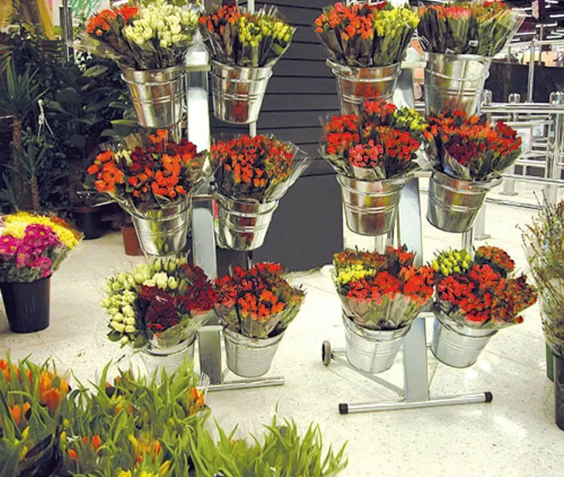Expositores Para Tiendas>DecoWoerner Expositores De Venta Para Flores Cortadas, 6 Cubos plata