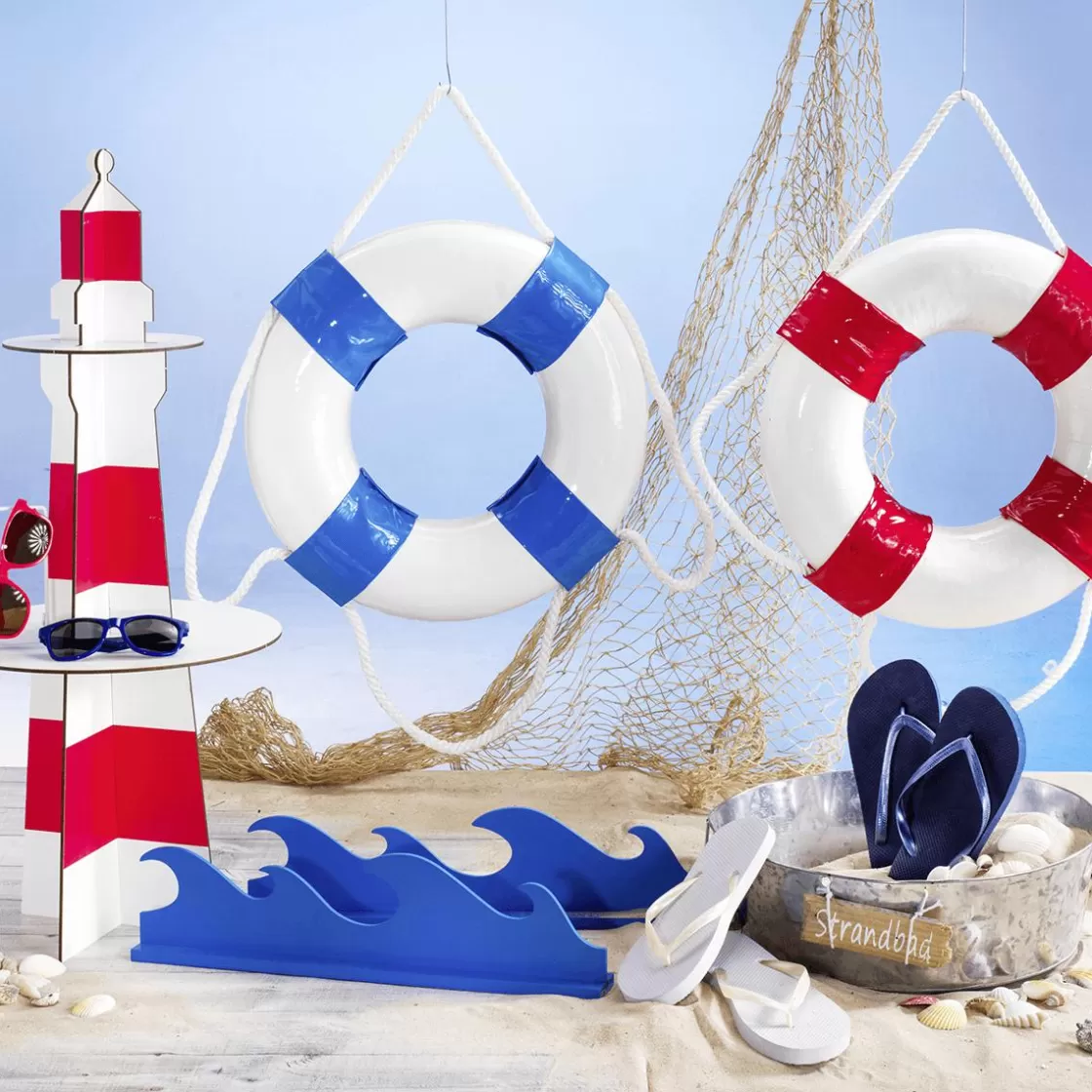 Decoración De Verano>DecoWoerner Faro Decorativo De Madera, Altura 80 Cm rojo