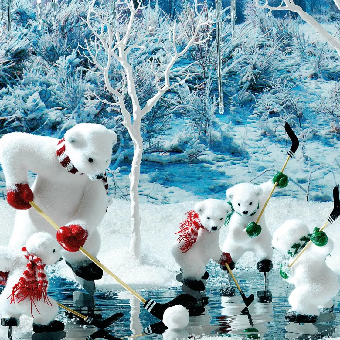 Decoración De Invierno>DecoWoerner Figuras Decorativas Osos Polares De Hockey, Altura 30 Cm blanco