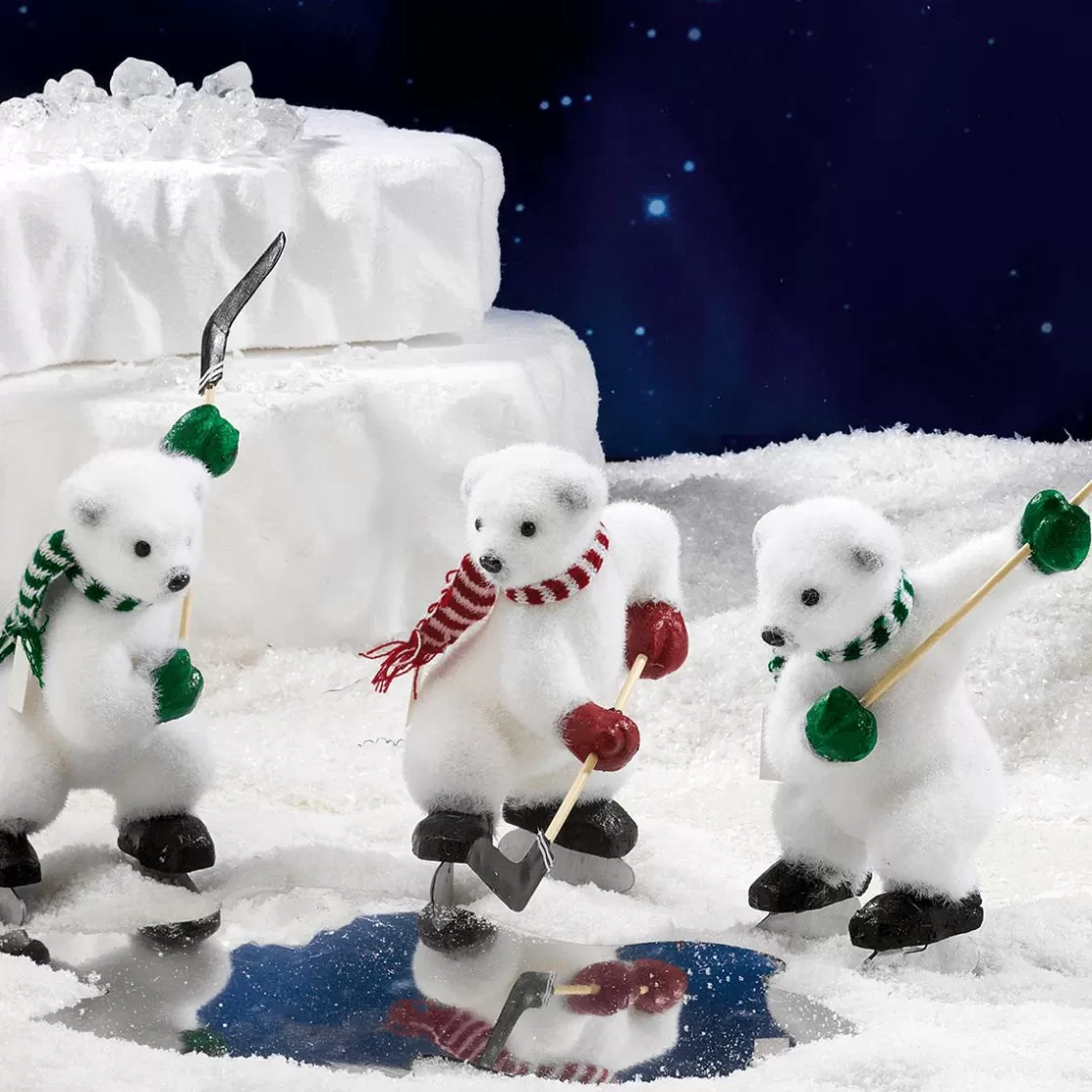 Decoración De Invierno>DecoWoerner Figuras Decorativas Osos Polares De Hockey, Altura 30 Cm blanco