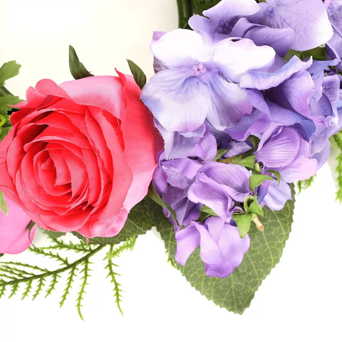 Decoración De Primavera | Ramos Y Coronas De Flores>DecoWoerner Flor De Hortensia Artificial Corona De Flores Para Puerta Rojo Púrpura 30 Cm Ø violeta