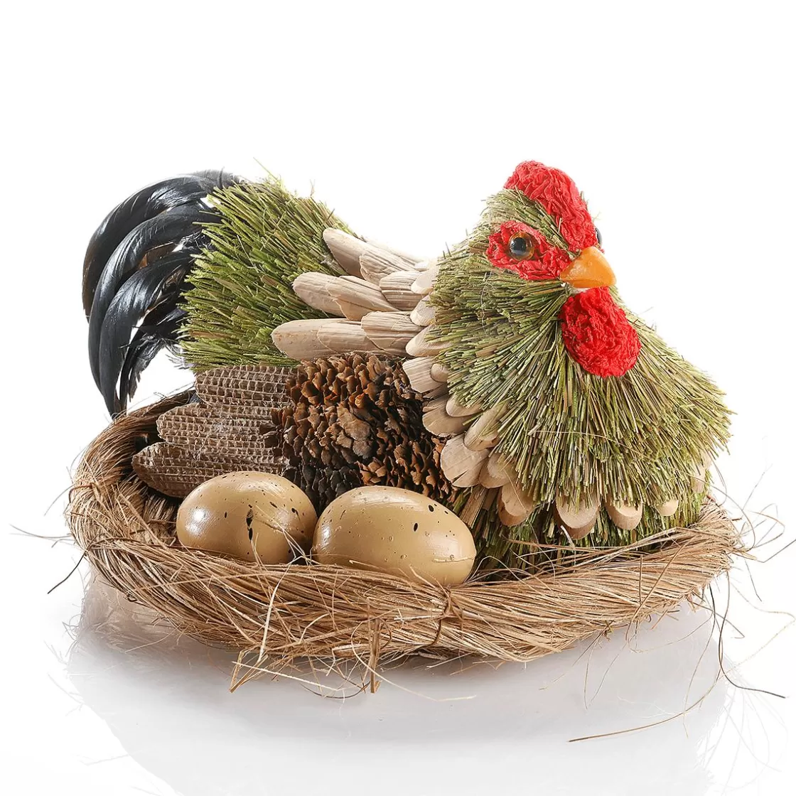 Decoración De Animales | Decoración De Pascua>DecoWoerner Gallina Deco Sobre Nido 23 Cm Ø, 16 Cm De Altura verde