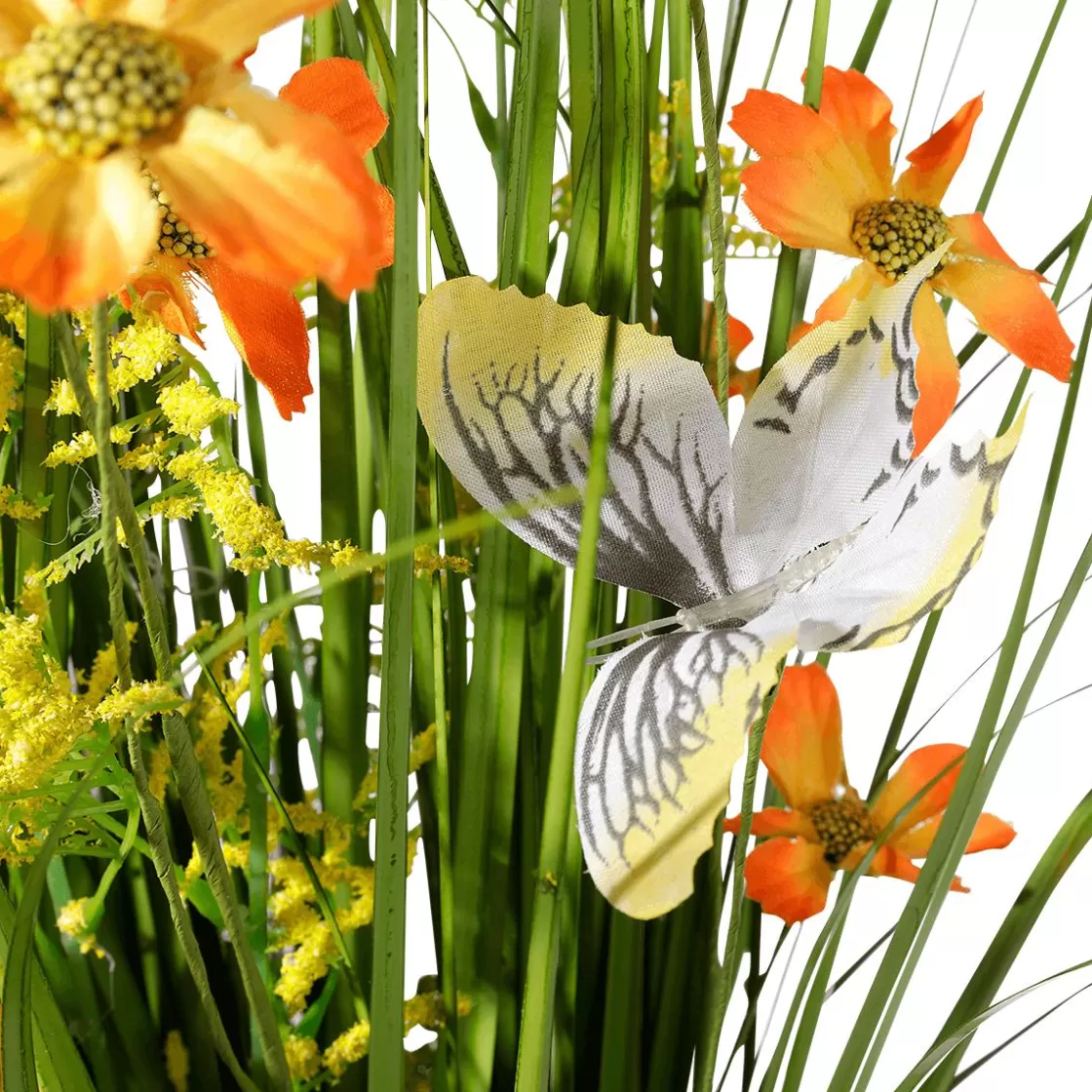 Decoración De Primavera | Hierba Decorativa>DecoWoerner Haz De Gras Artificial Con Flores s De 67 Cm naranja