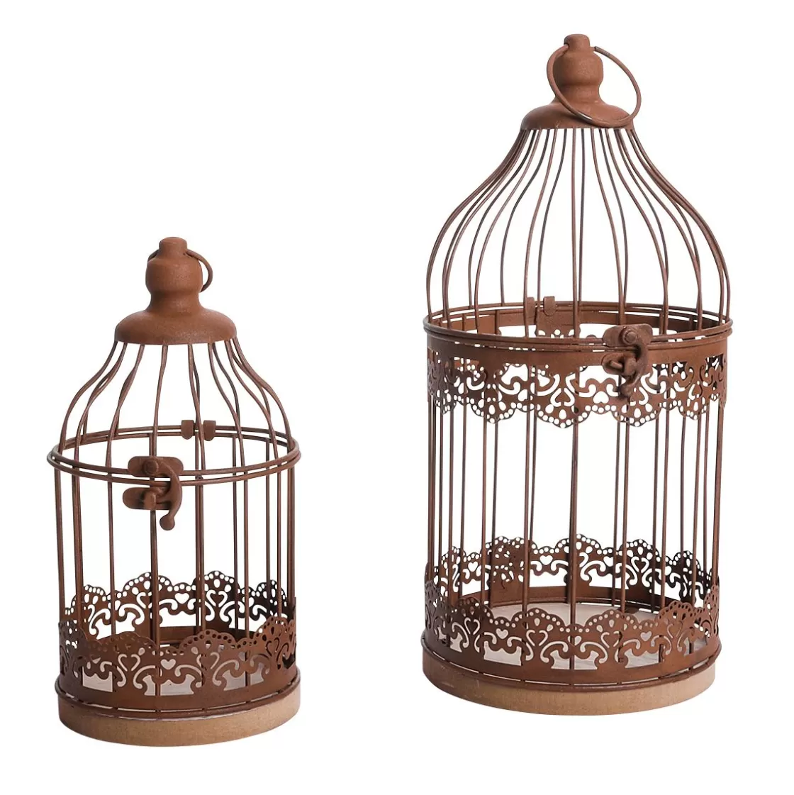 Decoración De Primavera>DecoWoerner Jaulas Decorativas Para Pájaros De Aspecto Oxidado 11 X 24 Cm Y 14,50 X 35 Cm marrón
