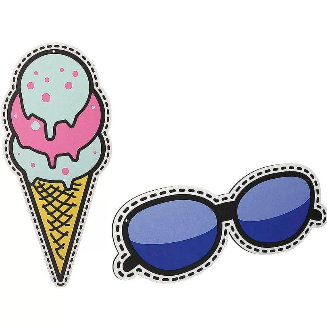 Decoración De Verano>DecoWoerner Juego De Expositores Arte Pop "Hielo Y Gafas De Sol" multicolor