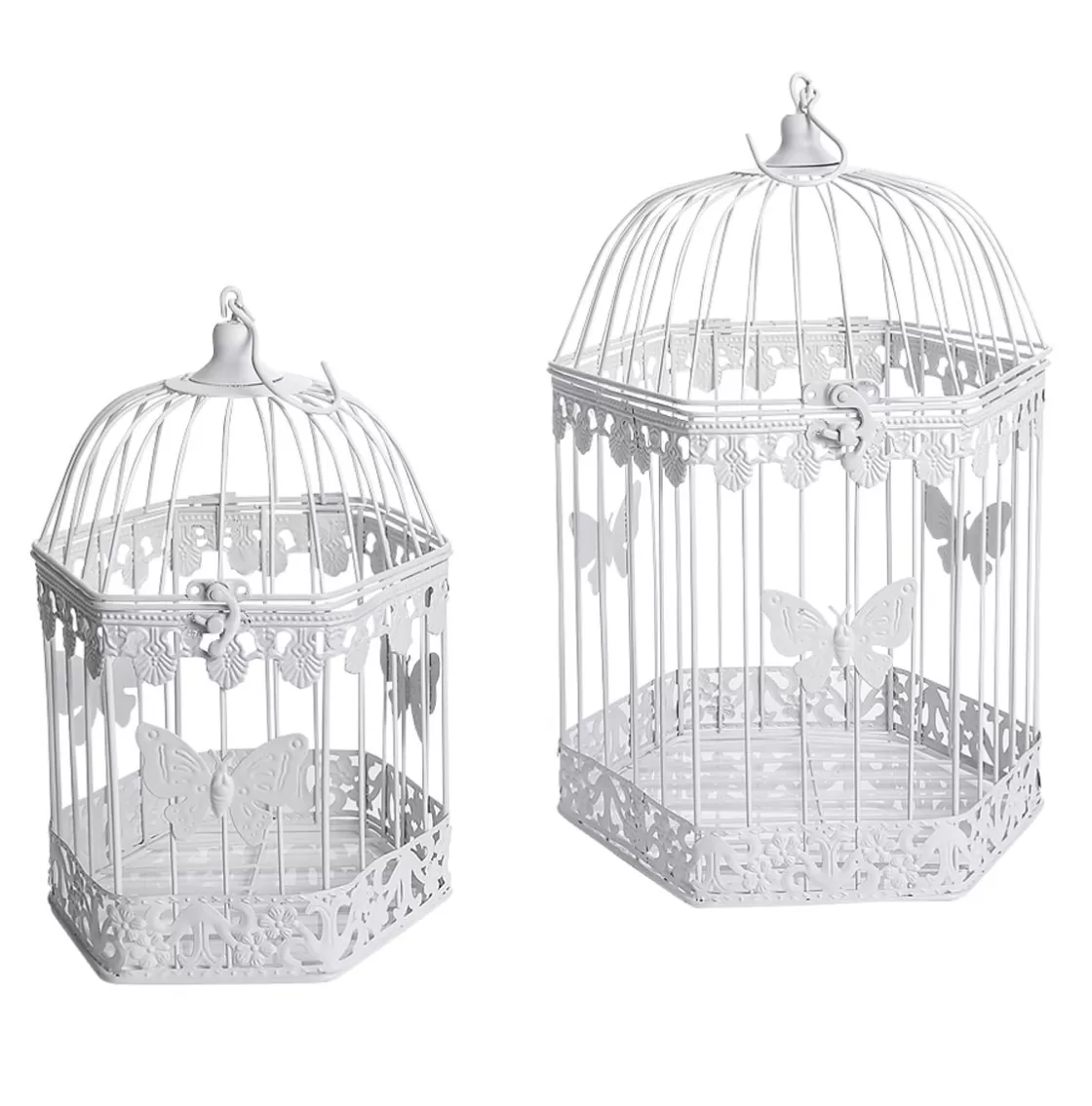 Decoración De Primavera>DecoWoerner Juego De Jaulas Decorativas Para Pájaros 2 Unidades 48x26x23 Cm / 41x21x18 Cm blanco