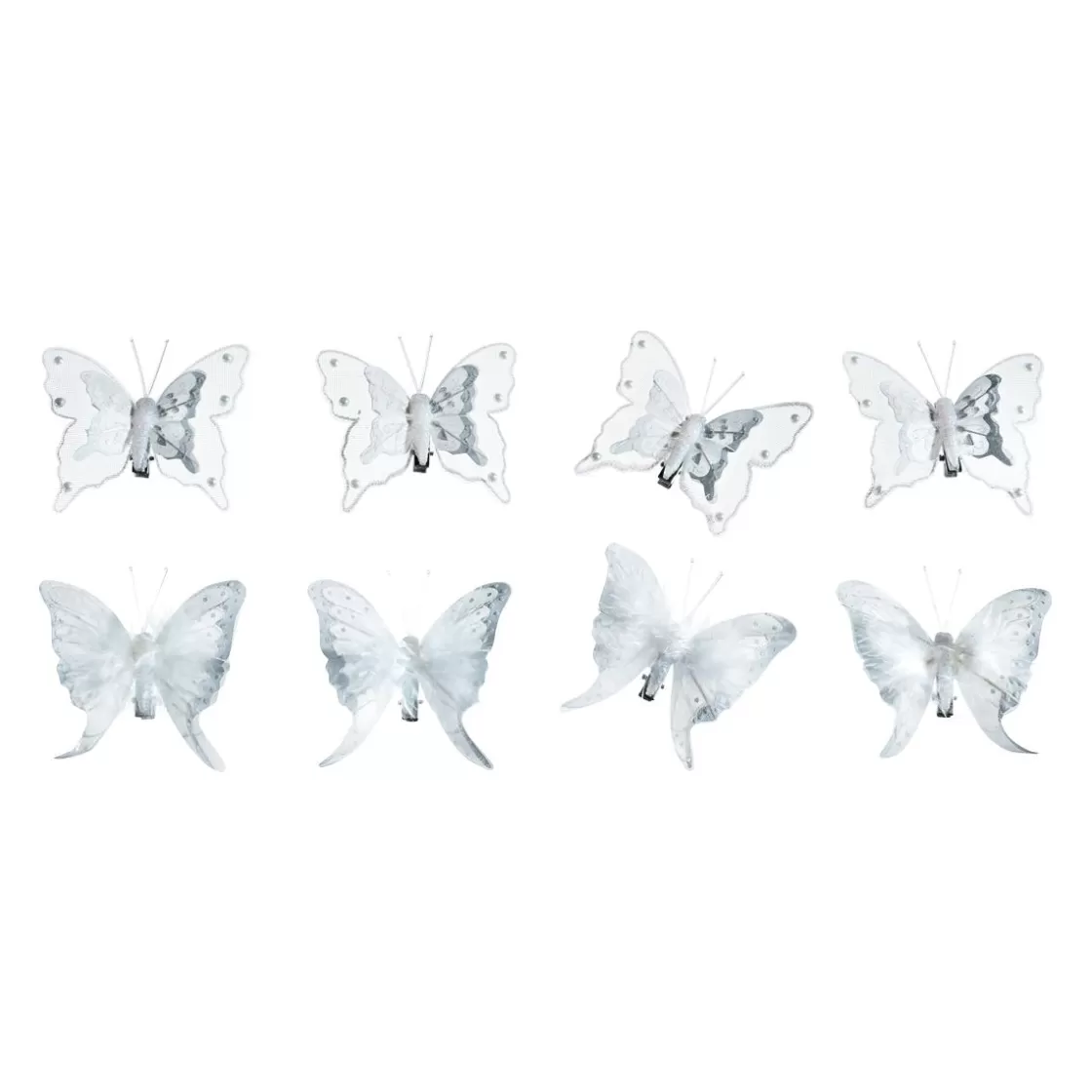 Decoración De Animales | Decoración Temática>DecoWoerner Juego De Mariposas De Plumas De 8 Piezas Blancas Con Clip 8 Cm Ø blanco