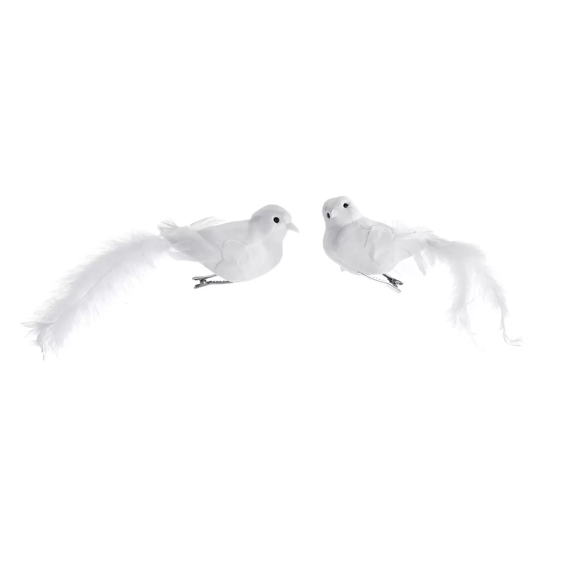 Decoración De Animales | Decoración Temática>DecoWoerner Juego De Pájaros Decorativos 2pcs. Con Plumas Y Clip 4 X 20 Cm blanco