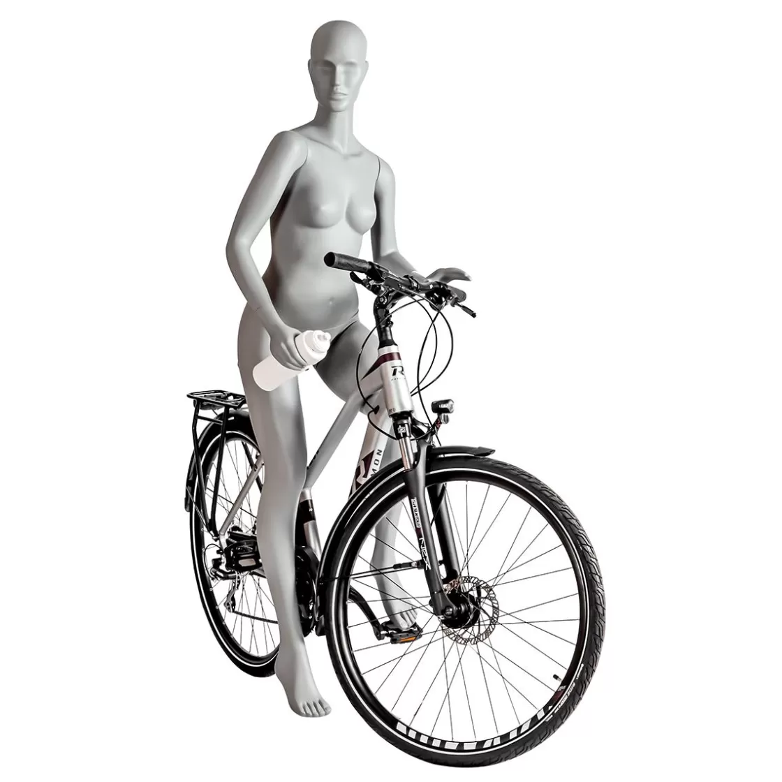 Maniquíes>DecoWoerner Maniquí Deportivo Mujer Ciclista, Caminante - Pierna Izquierda Levantada Y Brazos Izquierdos Flexionados Gris