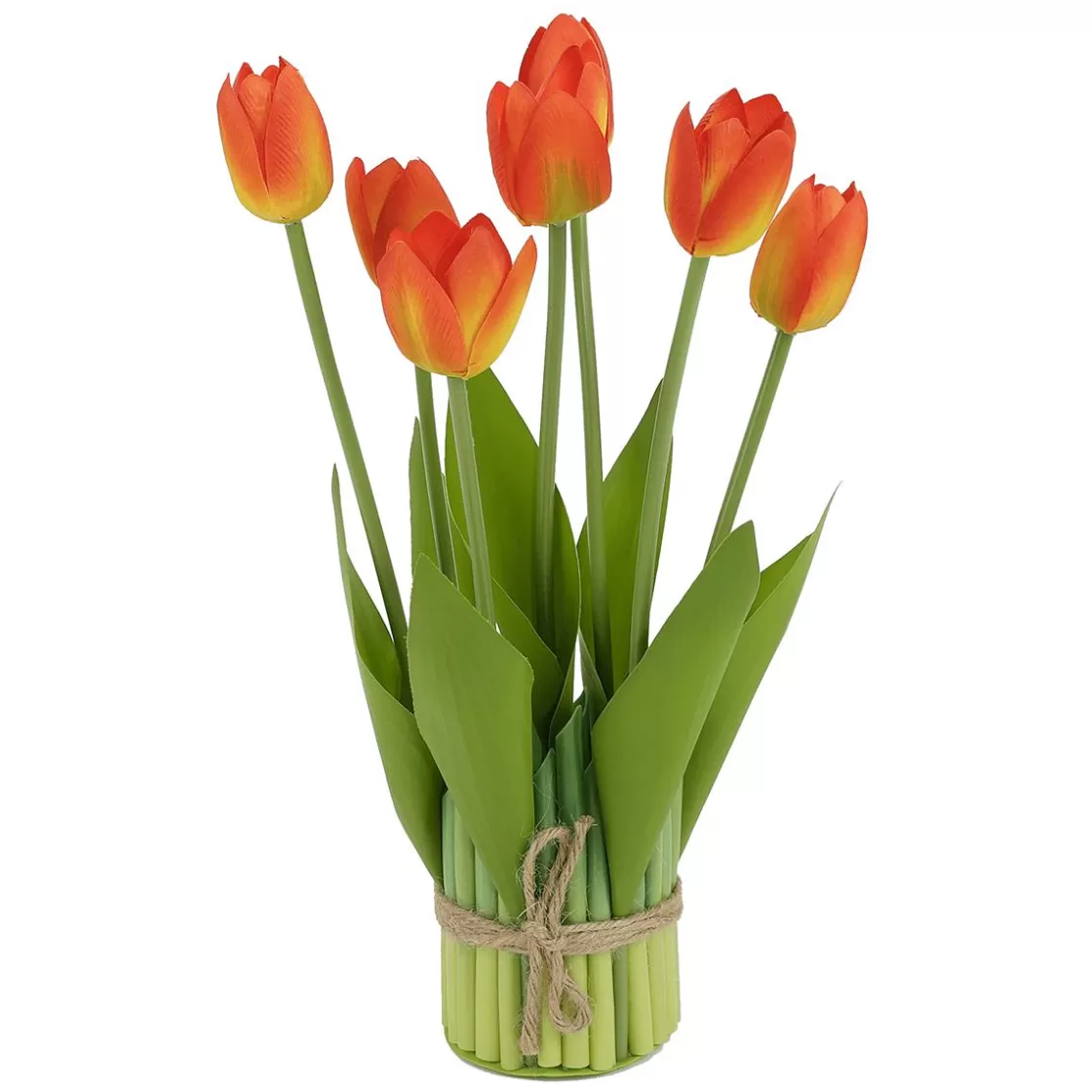 Decoración De Primavera | Flores Artificiales>DecoWoerner Manojo De Tulipanes Artificiales De 34 Cm Con 7 Flores naranja