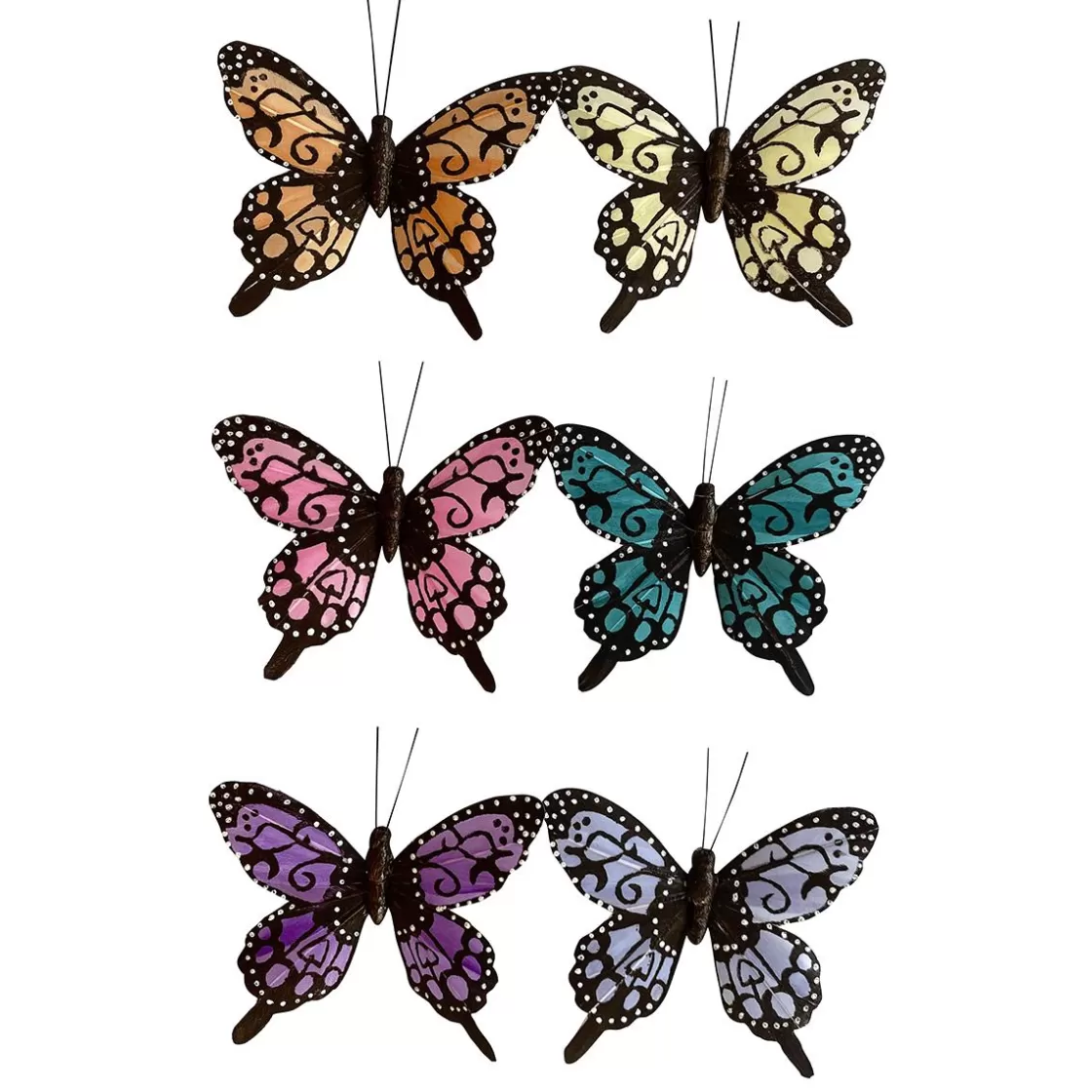 Decoración De Animales | Decoración De Primavera>DecoWoerner Mariposas Decorativas De Colores Con Clip 6 Piezas 9,50 Cm multicolor