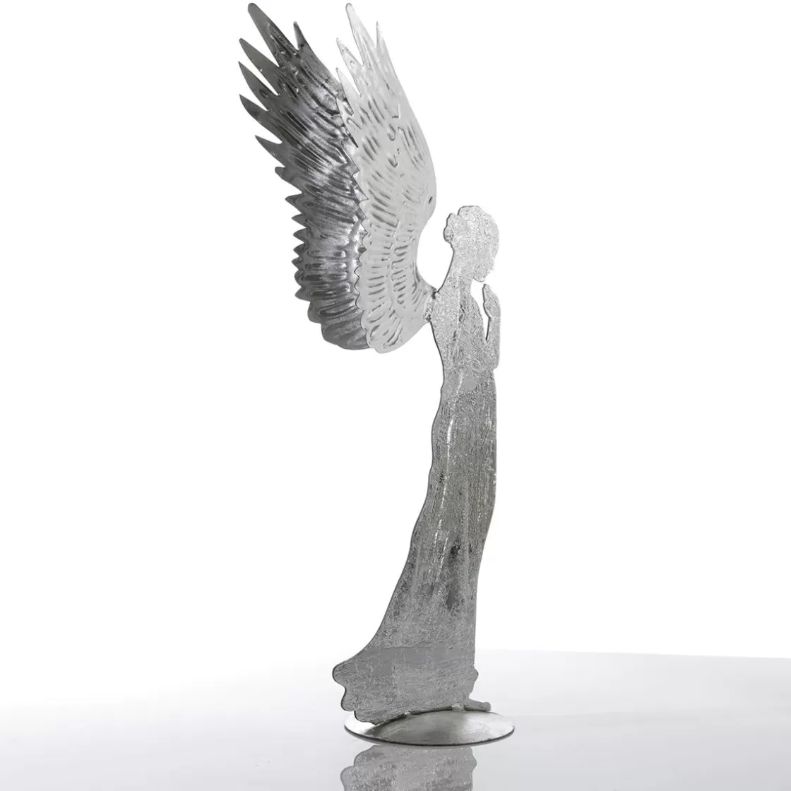 Figuras De Navidad>DecoWoerner Ángel Decorativo De Metal Con Aspecto De Hoja De , 54 Cm plata
