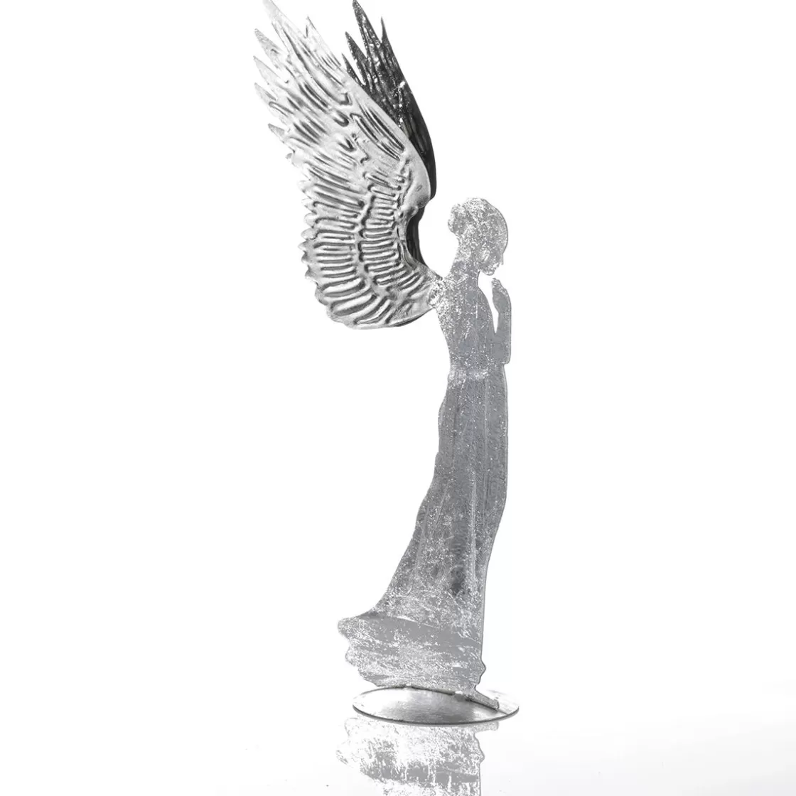 Figuras De Navidad>DecoWoerner Ángel Decorativo De Metal Con Aspecto De Hoja De , 54 Cm plata