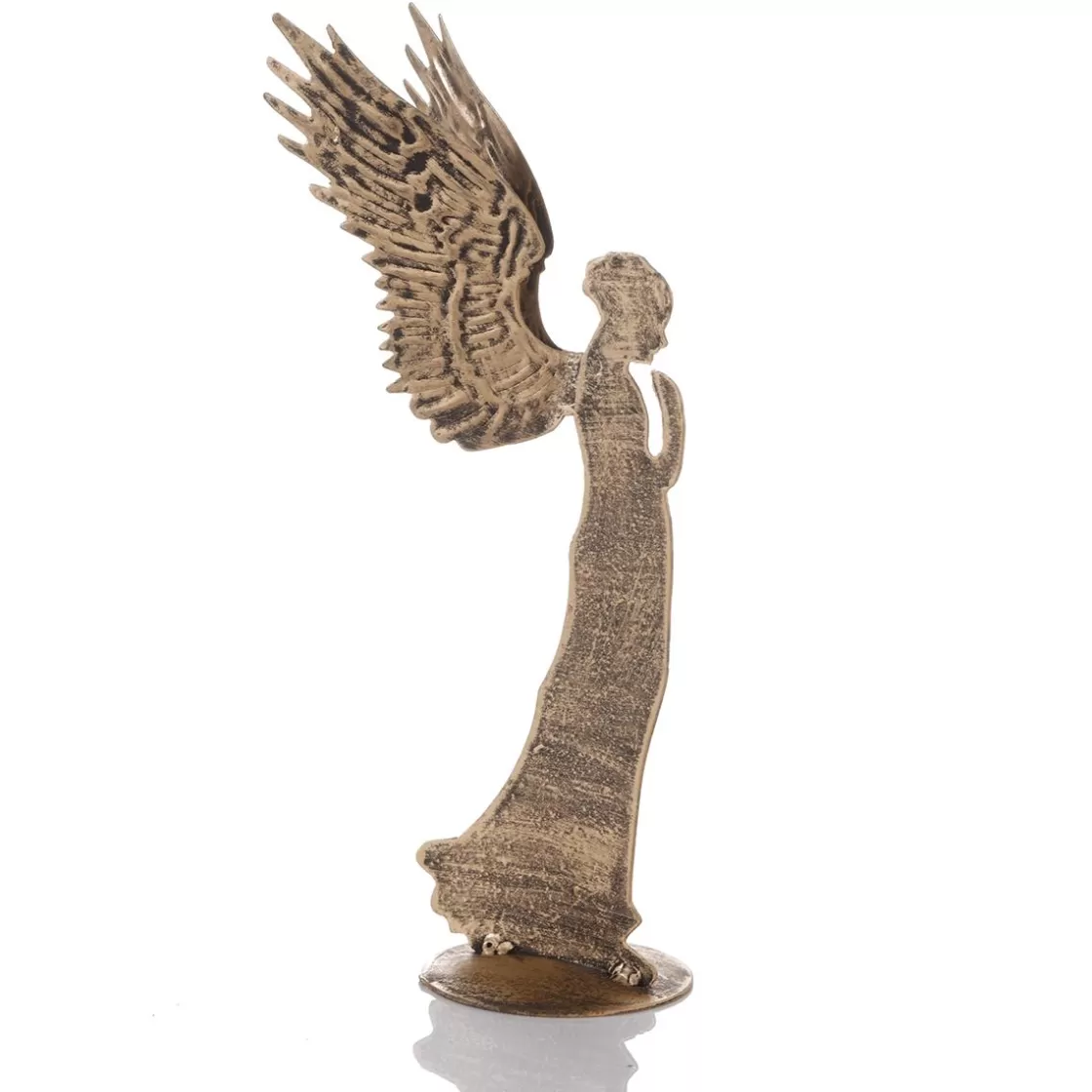 Figuras De Navidad>DecoWoerner Ángel Decorativo De Metal Dorado Vintage, 28 Cm oro