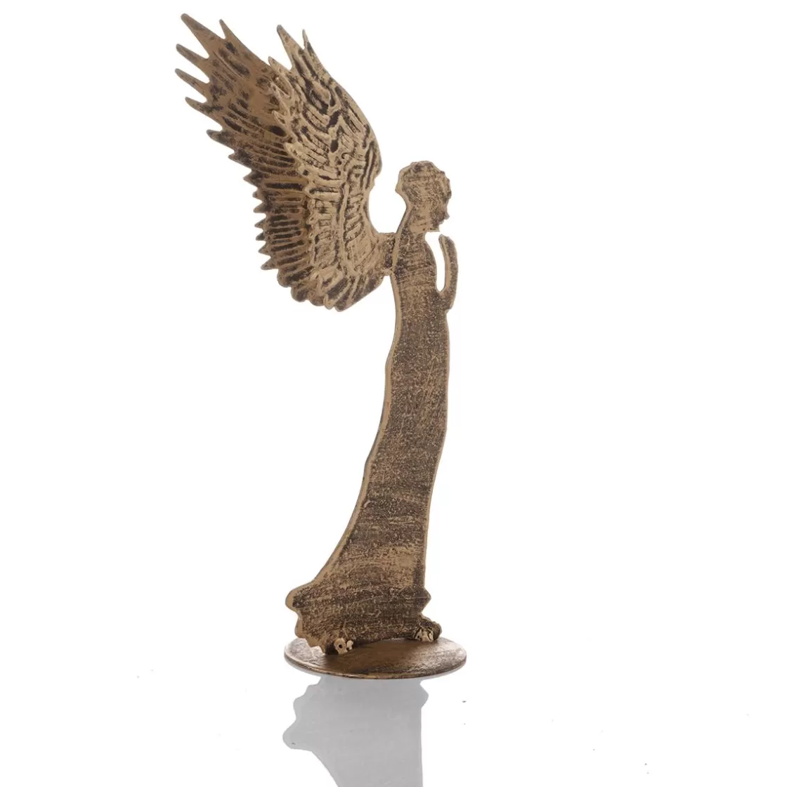 Figuras De Navidad>DecoWoerner Ángel Decorativo De Metal Dorado Vintage, 28 Cm oro