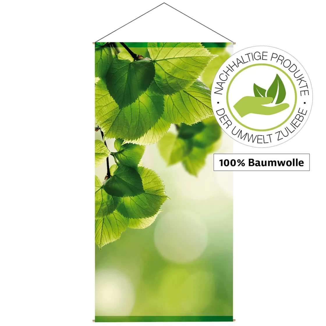 Pancartas De Primavera>DecoWoerner Pancarta De Fibra Natural Ligera Resistente A La Luz Hojas De Abedul 100 X 200 Cm verde