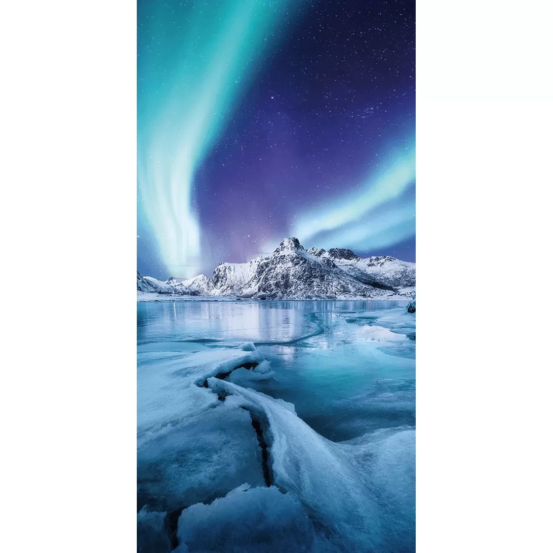 Decoración De Invierno | Pancartas De Navidad E Invierno>DecoWoerner Pancarta De Tela Ignífuga "Aurora Boreal" De Tela De Bandera 100 X 200 Cm azul
