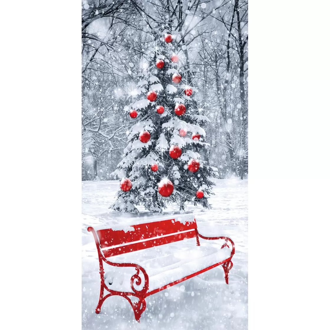 Pancartas De Navidad E Invierno | Bandera De Navidad>DecoWoerner Pancarta De Tela Ignífuga "Banco De Invierno" De Tela De Bandera 100 X 200 Cm rojo