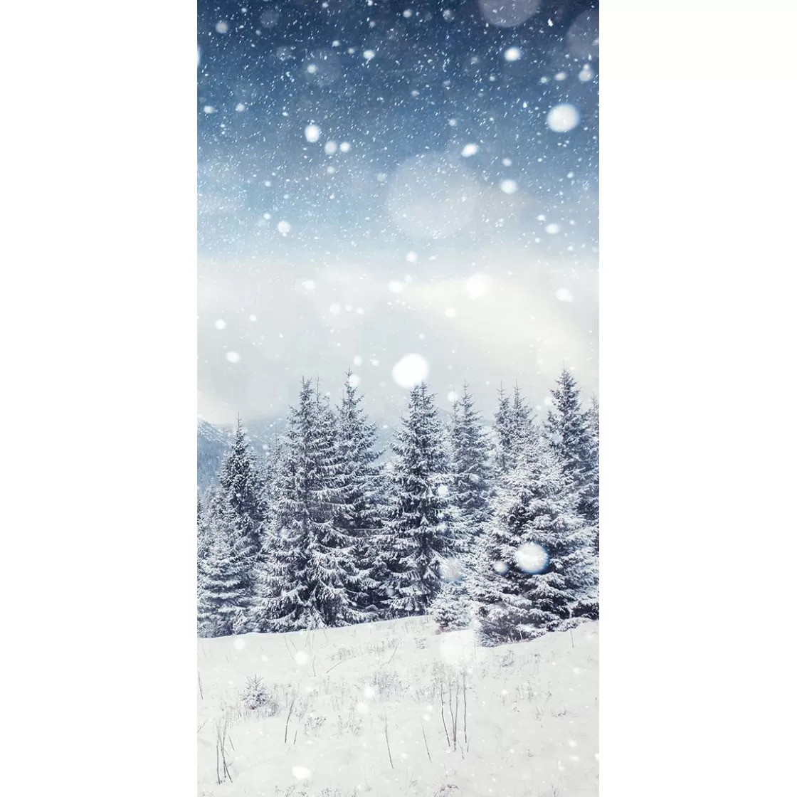 Decoración De Invierno | Pancartas De Navidad E Invierno>DecoWoerner Pancarta De Tela Ignífuga "Bosque De Abetos Nevados" De Tela De Bandera 100 X 200 Cm azul