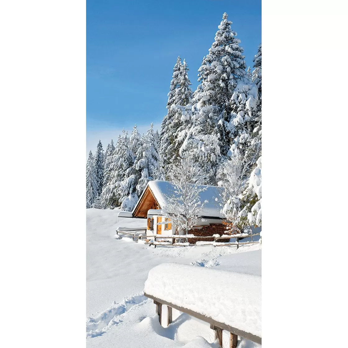 Decoración De Invierno | Pancartas De Navidad E Invierno>DecoWoerner Pancarta De Tela Ignífuga "Cabaña De Invierno" De Tela De Bandera 100 X 200 Cm blanco