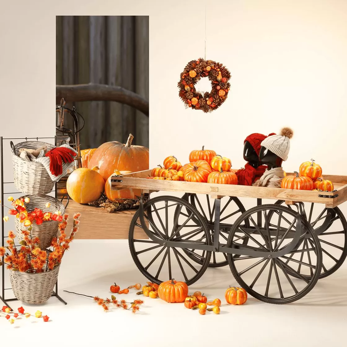 Decoración De Otoño | Pancartas De Otoño>DecoWoerner Pancarta De Tela Ignífuga "Calabaza Con Farol" De Tela De Bandera 75 X 180 Cm naranja