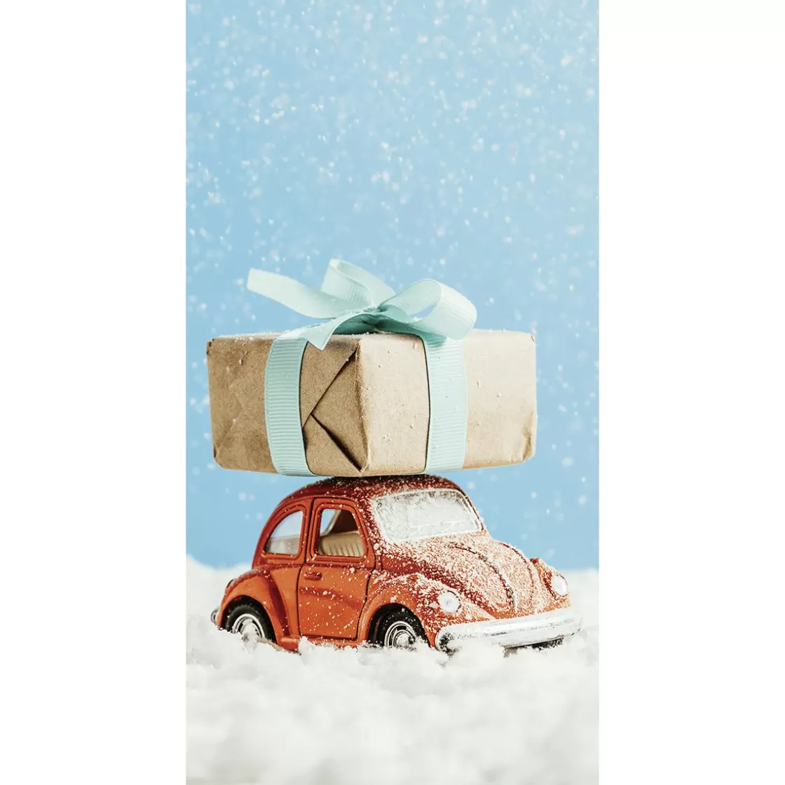 Pancartas De Navidad E Invierno | Bandera De Navidad>DecoWoerner Pancarta De Tela Ignífuga "Coche VW Escarabajo Con Regalo" De Tela De Bandera 100 X 200 Cm rojo