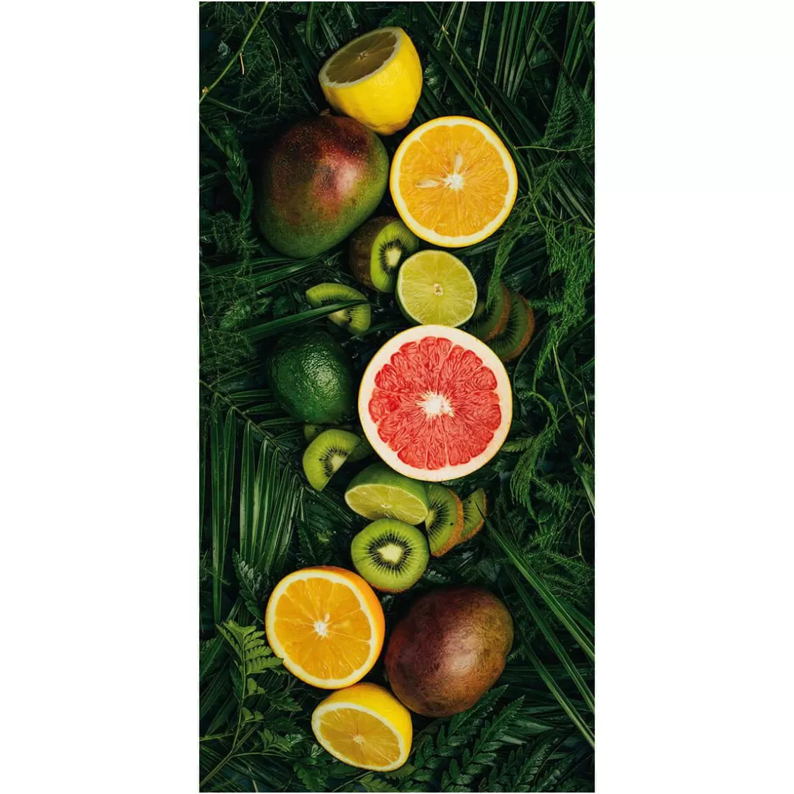 Pancartas Temáticas | Pancartas De Verano>DecoWoerner Pancarta De Tela Ignífuga "frutas Tropicales" De Tela De Bandera 100 X 200 Cm verde