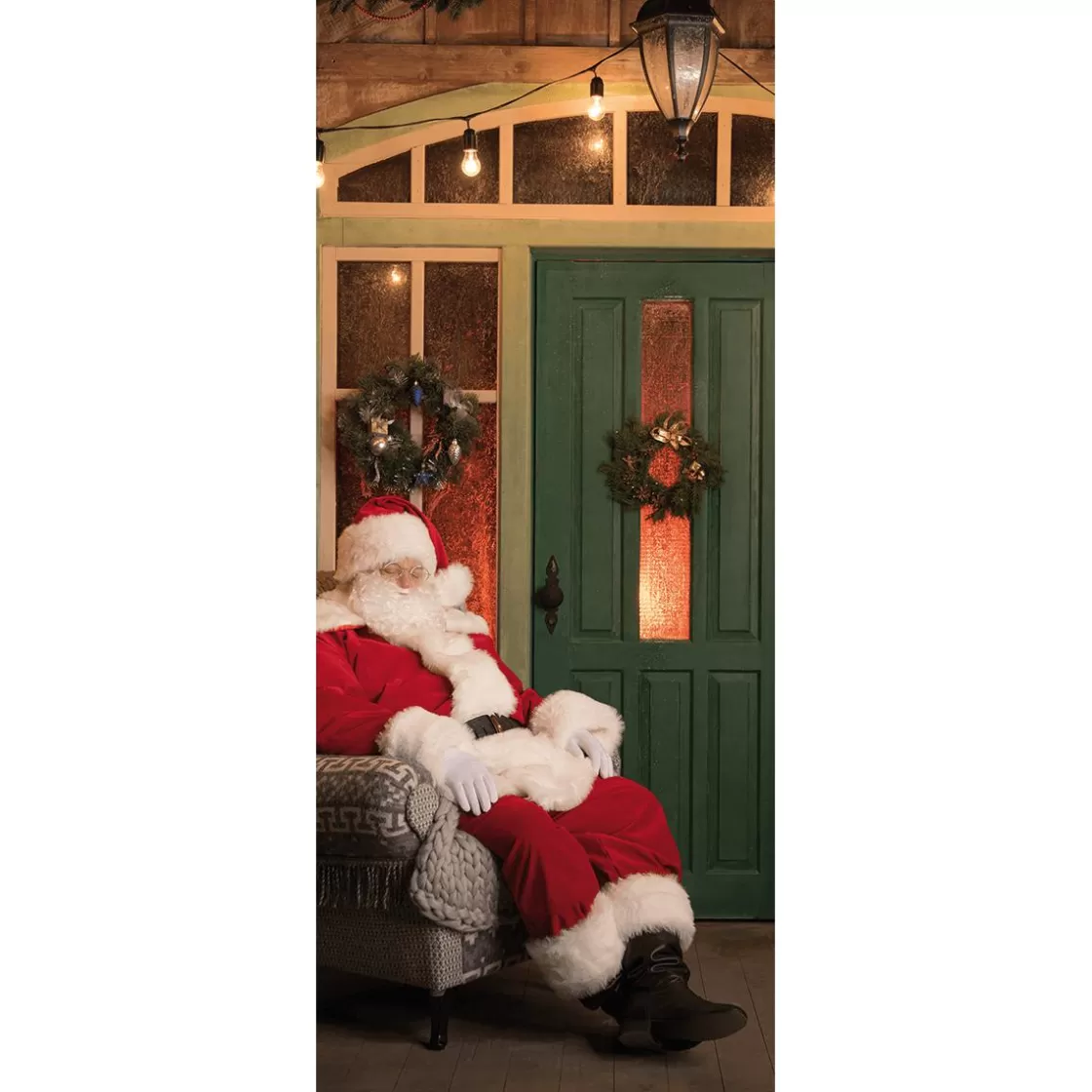 Pancartas De Navidad E Invierno | Bandera De Navidad>DecoWoerner Pancarta De Tela Ignífuga "Papá Noel En Un Sillón" De Tela De Bandera 75 X 180 Cm rojo