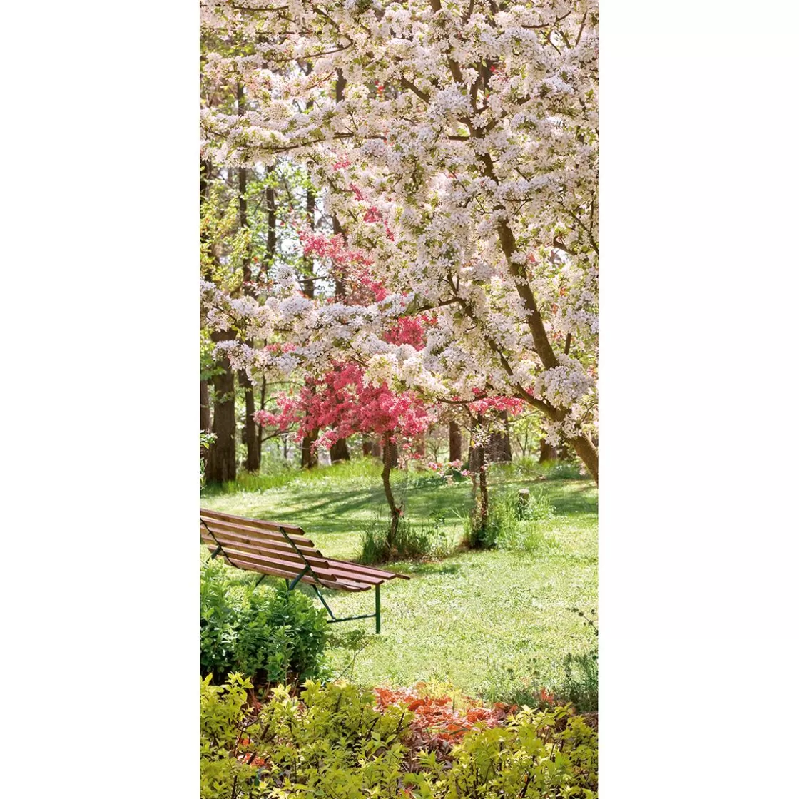 Decoración De Primavera | Pancartas De Primavera>DecoWoerner Pancarta De Tela Ignífuga "Árbol En Flor En El Parque" De Tela De Bandera 100 X 200 Cm rosa