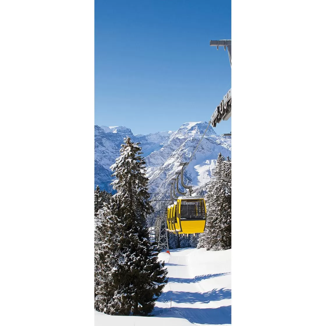 Decoración De Invierno | Pancartas De Navidad E Invierno>DecoWoerner Pancarta De Tela Ignífuga "Teleférico " De Tela De Bandera 75 X 180 Cm amarillo