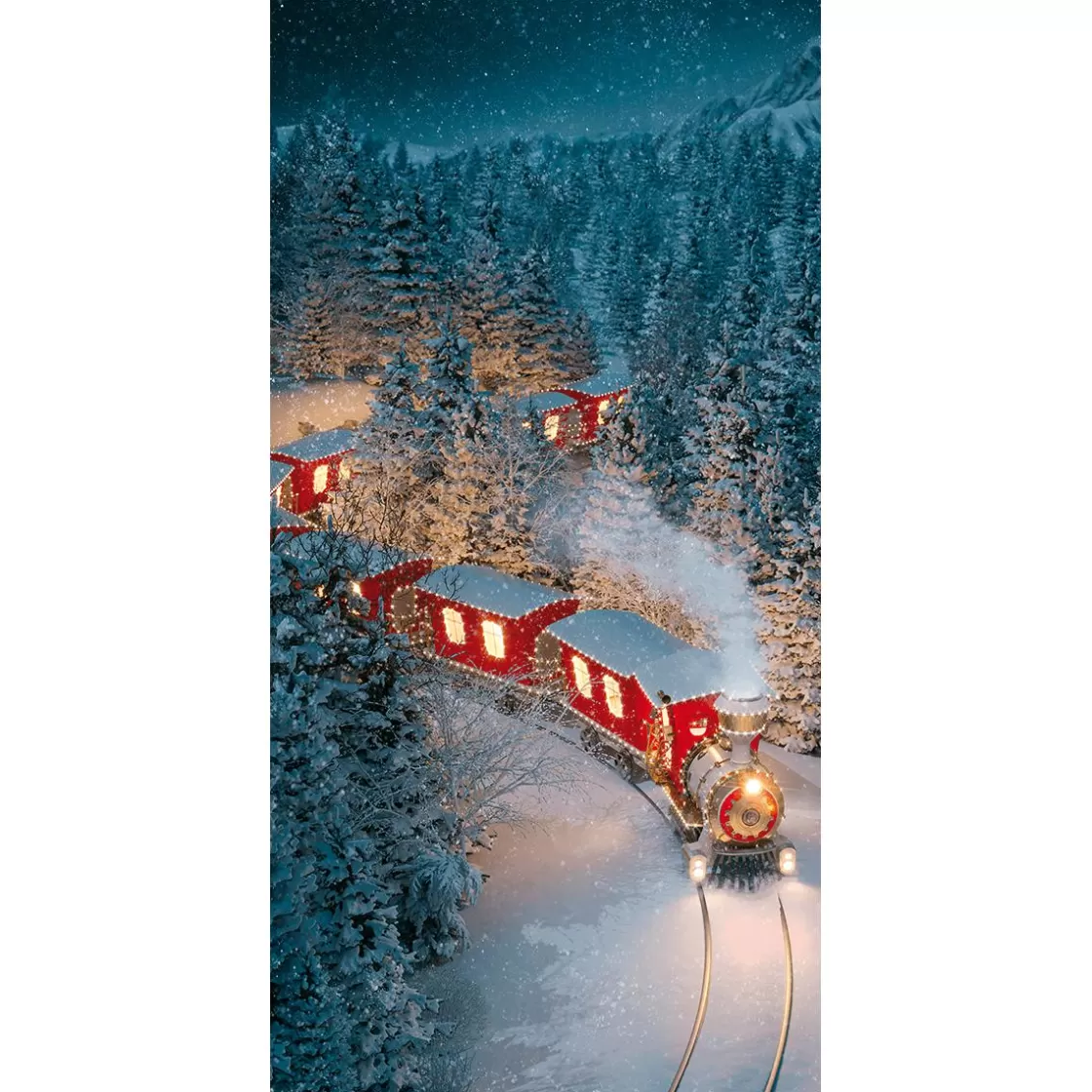 Pancartas De Navidad E Invierno | Bandera De Navidad>DecoWoerner Pancarta De Tela Ignífuga "Tren De Navidad" De Tela De Bandera 100 X 200 Cm rojo
