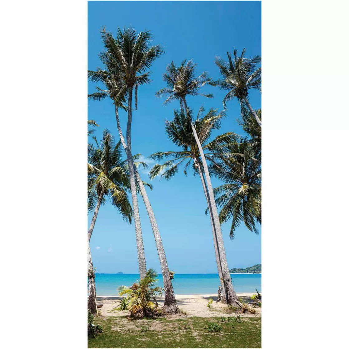 Pancartas De Verano>DecoWoerner Pancarta De Tela Ignífuga "tropical Palm Beach" De Tela De Bandera De 100 X 200 Cm azul