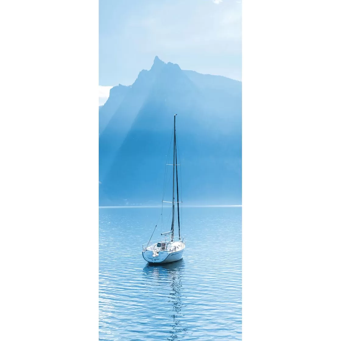 Decoración De Verano | Pancartas De Verano>DecoWoerner Pancarta De Tela Ignífuga "Velero Frente A Los Alpes Suizos" De Tela De Bandera 75 X 180 Cm azul