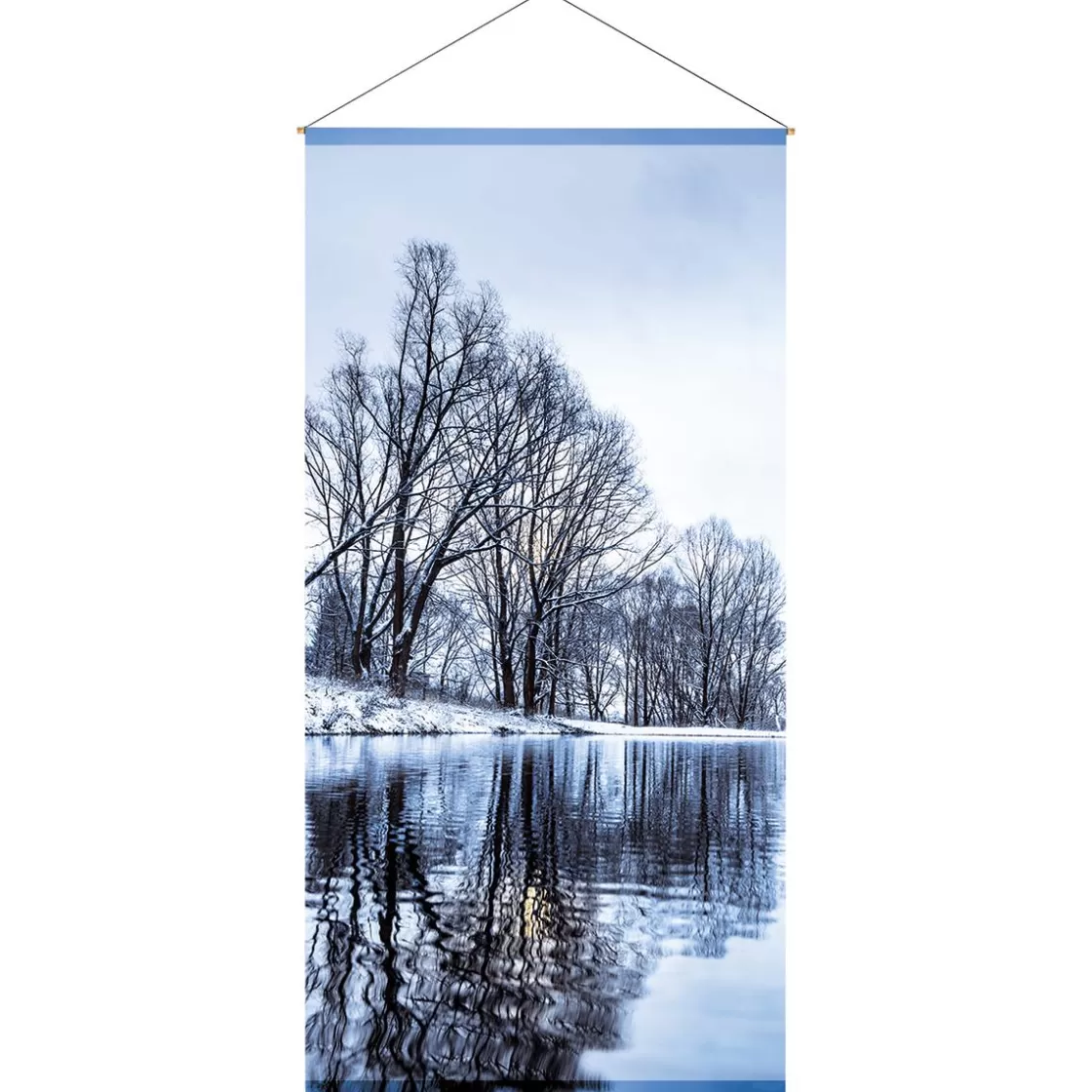 Decoración De Invierno | Pancartas De Navidad E Invierno>DecoWoerner Pancarta De Tela Ignífuga "Wintersee" De Tela De Bandera 100 X 200 Cm azul