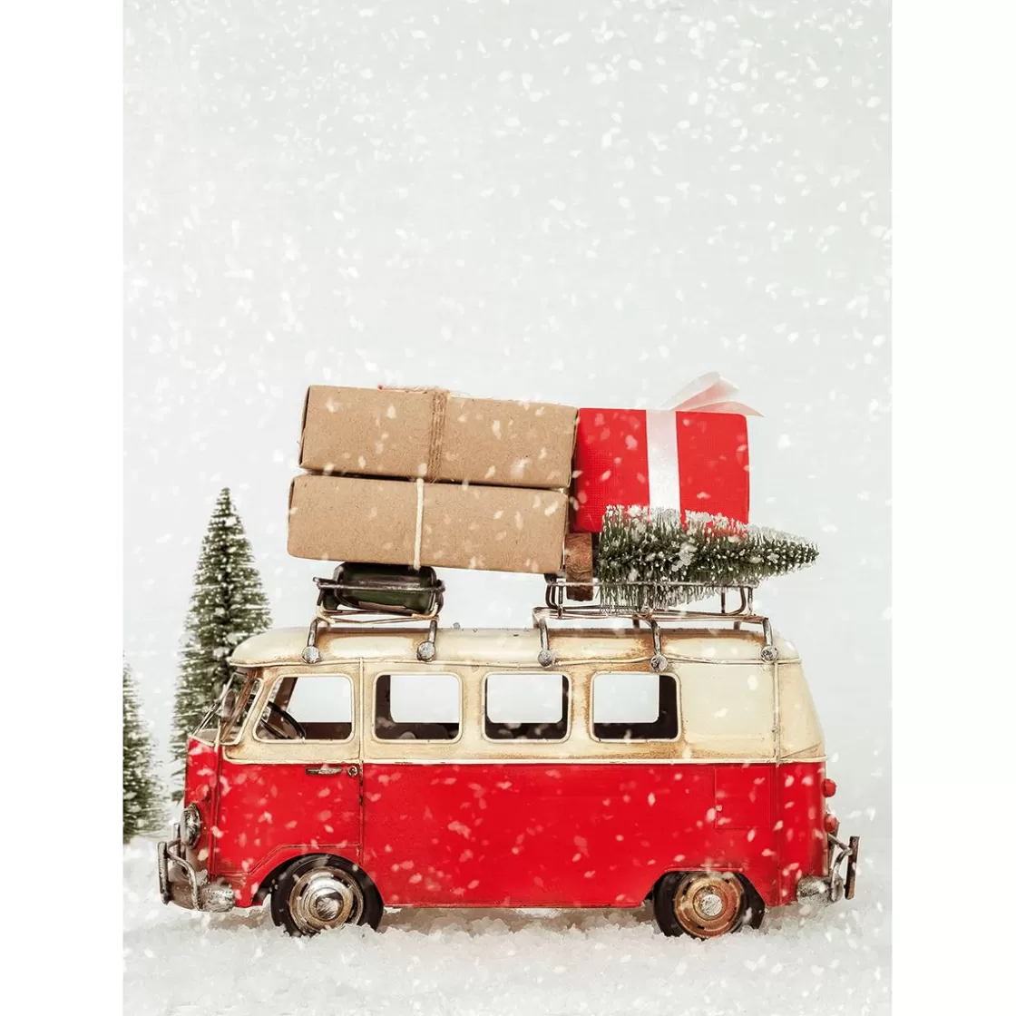 Pancartas De Navidad E Invierno | Bandera De Navidad>DecoWoerner Pancarta De Tela XL "Christmas Bus Bulli" De Tela De Bandera Ignífuga 150 X 200 Cm rojo