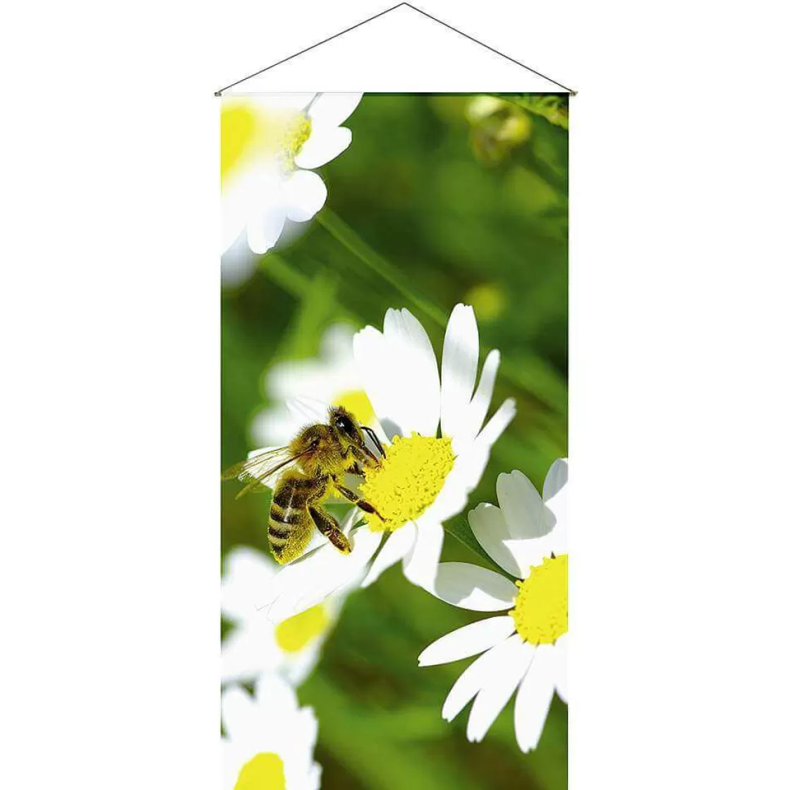Pancartas De Primavera>DecoWoerner Pancarta Ligera De Fibra Natural "Abeja" De Algodón 100 X 200 Cm verde
