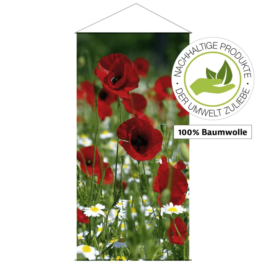 Pancartas De Verano>DecoWoerner Pancarta Ligera De Fibra Natural "Amapola Roja" De Algodón 100 X 200 Cm rojo