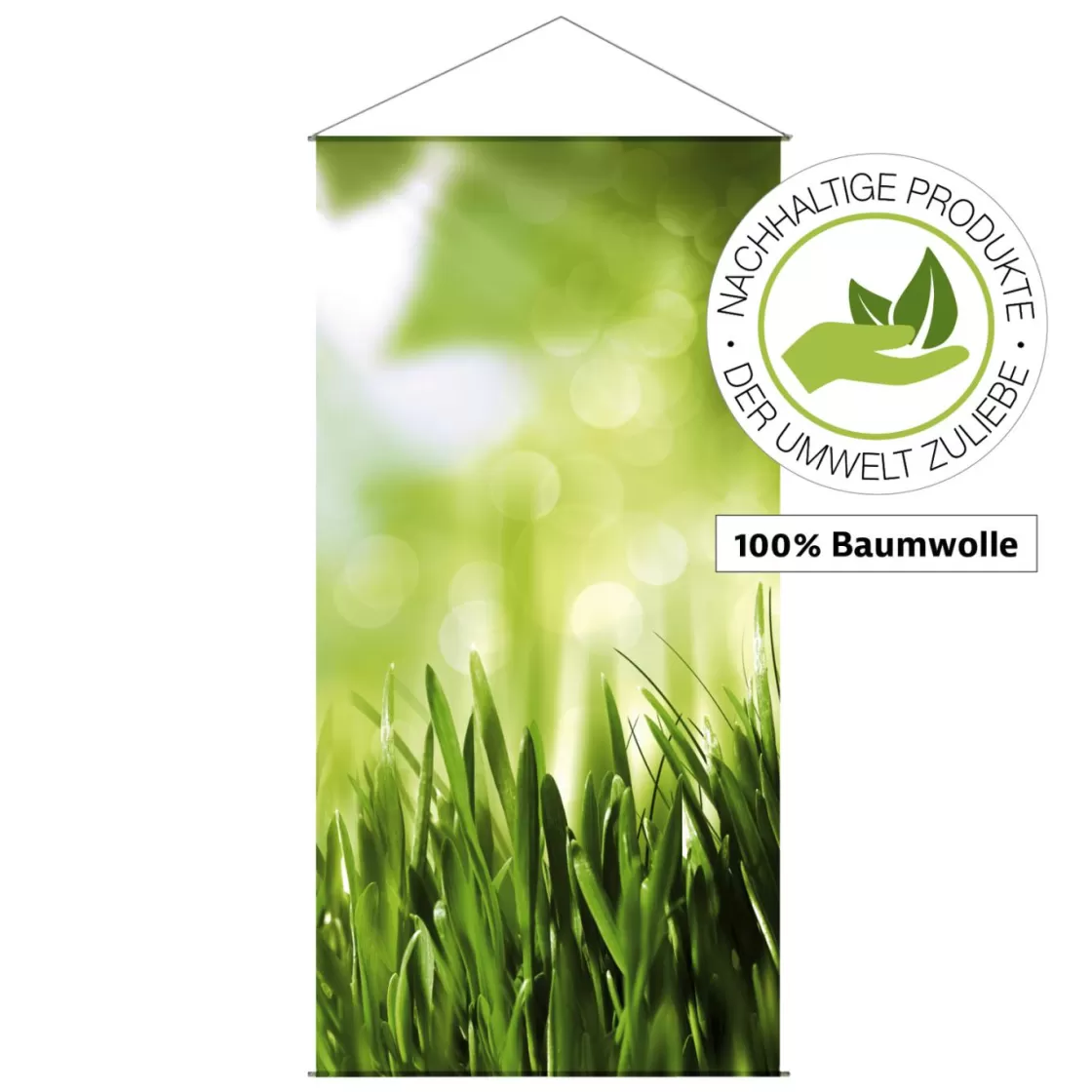Pancartas De Verano | Pancartas De Primavera>DecoWoerner Pancarta Ligera De Fibra Natural "Hierba De Primavera" De Algodón 100 X 200 Cm verde