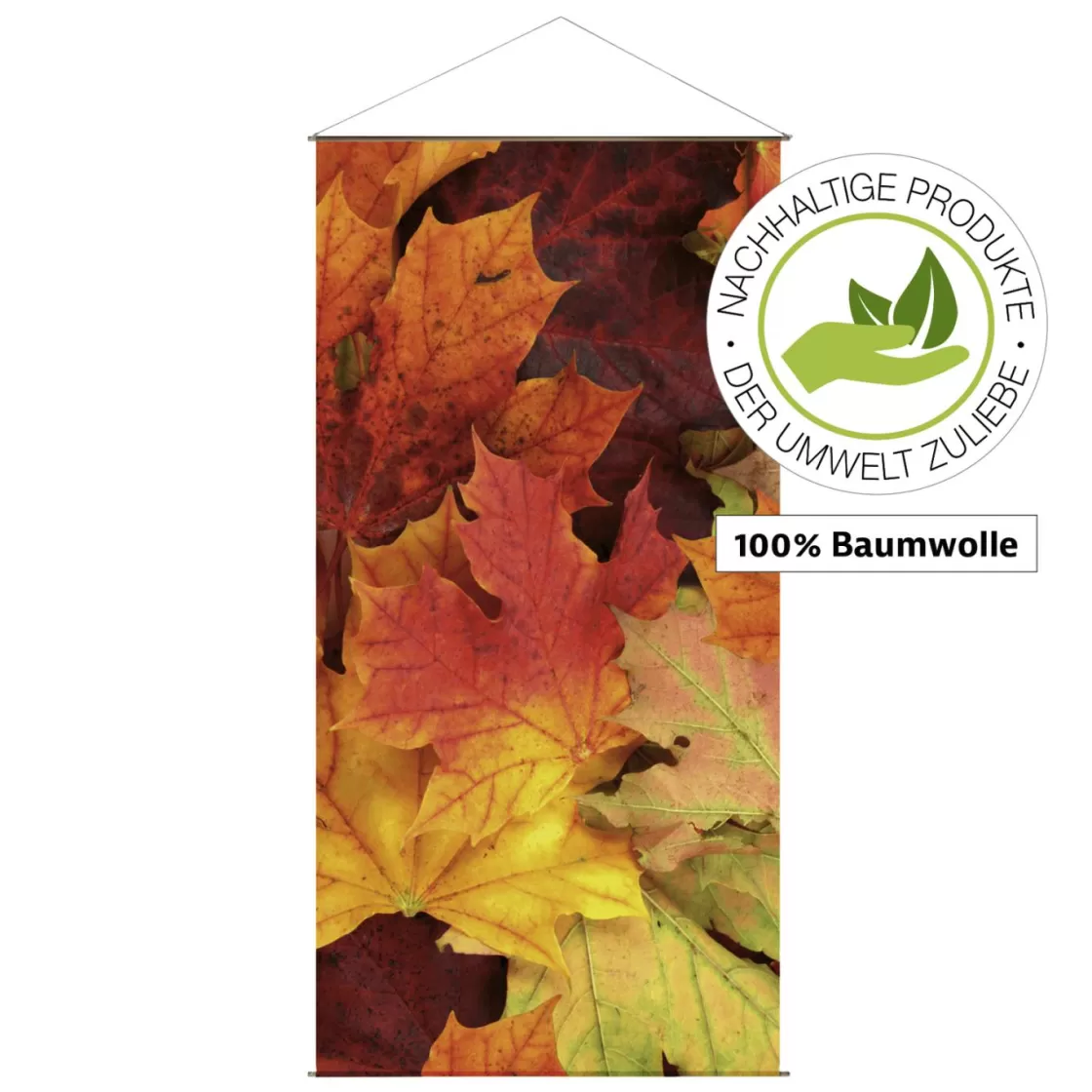 Decoración De Otoño | Pancartas De Otoño>DecoWoerner Pancarta Ligera De Fibra Natural "Hojas De Otoño" De Algodón 100 X 200 Cm naranja