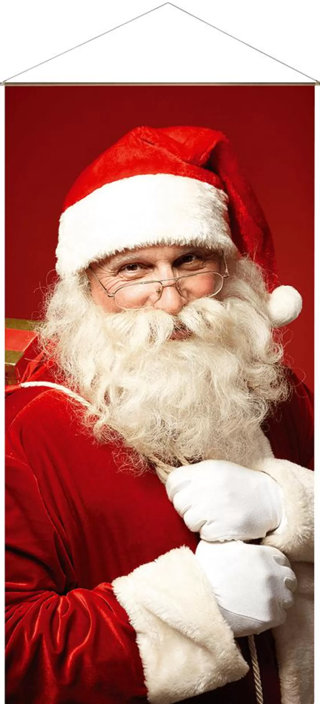 Pancartas De Navidad E Invierno | Bandera De Navidad>DecoWoerner Pancarta Ligera De Fibra Natural "Papá Noel" De Algodón 100 X 200 Cm rojo