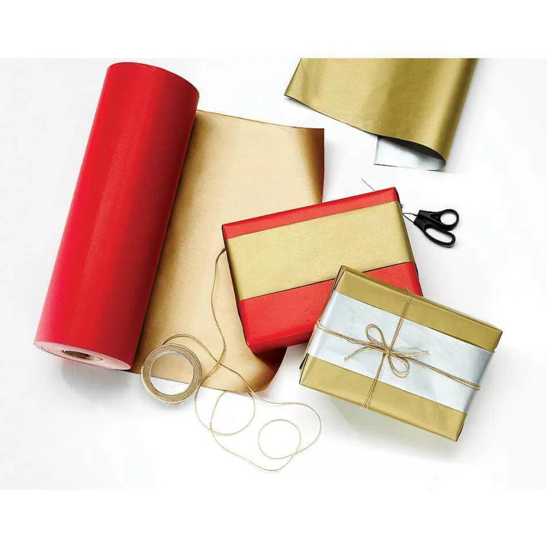 Papel De Regalo>DecoWoerner Papel De Regalo Bicolor 70 Cm, 100 M, /oro rojo