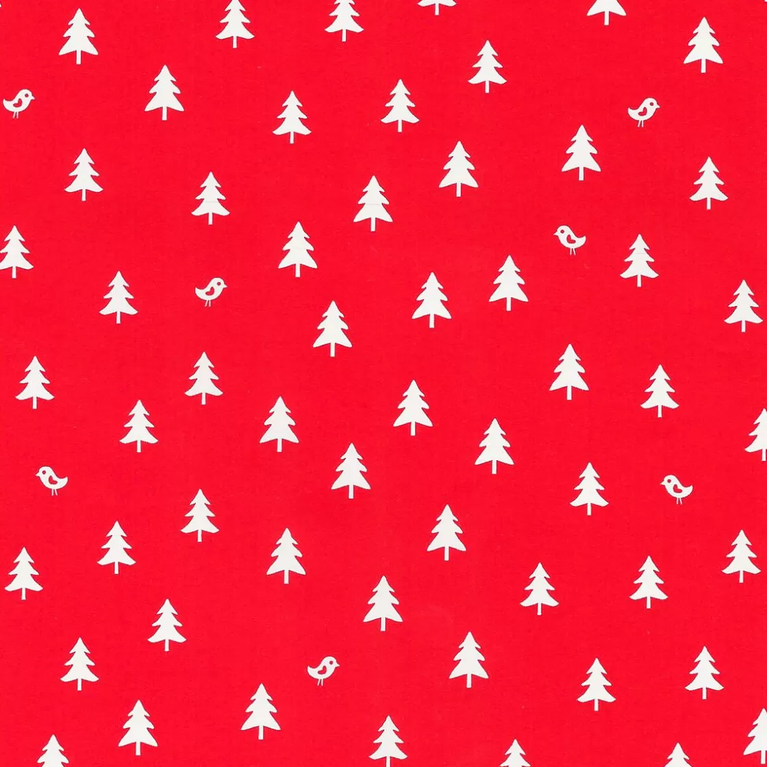 Papel De Regalo | Go Green - Envoltorio Para Regalo Ecológico>DecoWoerner Papel De Regalo Navideño Sostenible De Color Con Abetos Blancos - Bobina De Papel De Regalo De 50 M rojo